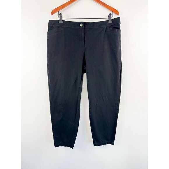 Eileen Fisher Womens Dress Pants Sz XL Black Cotton Stretch Tapered Leg - Picture 1 of 5